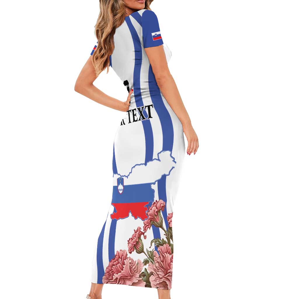 Custom Slovenia Independence Day Family Matching Short Sleeve Bodycon Dress and Hawaiian Shirt The Olm With Carnation Flowers - Wonder Print Shop