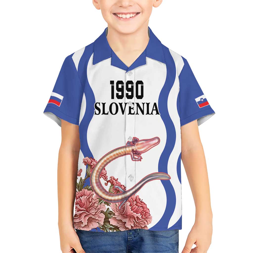 Custom Slovenia Independence Day Family Matching Short Sleeve Bodycon Dress and Hawaiian Shirt The Olm With Carnation Flowers - Wonder Print Shop
