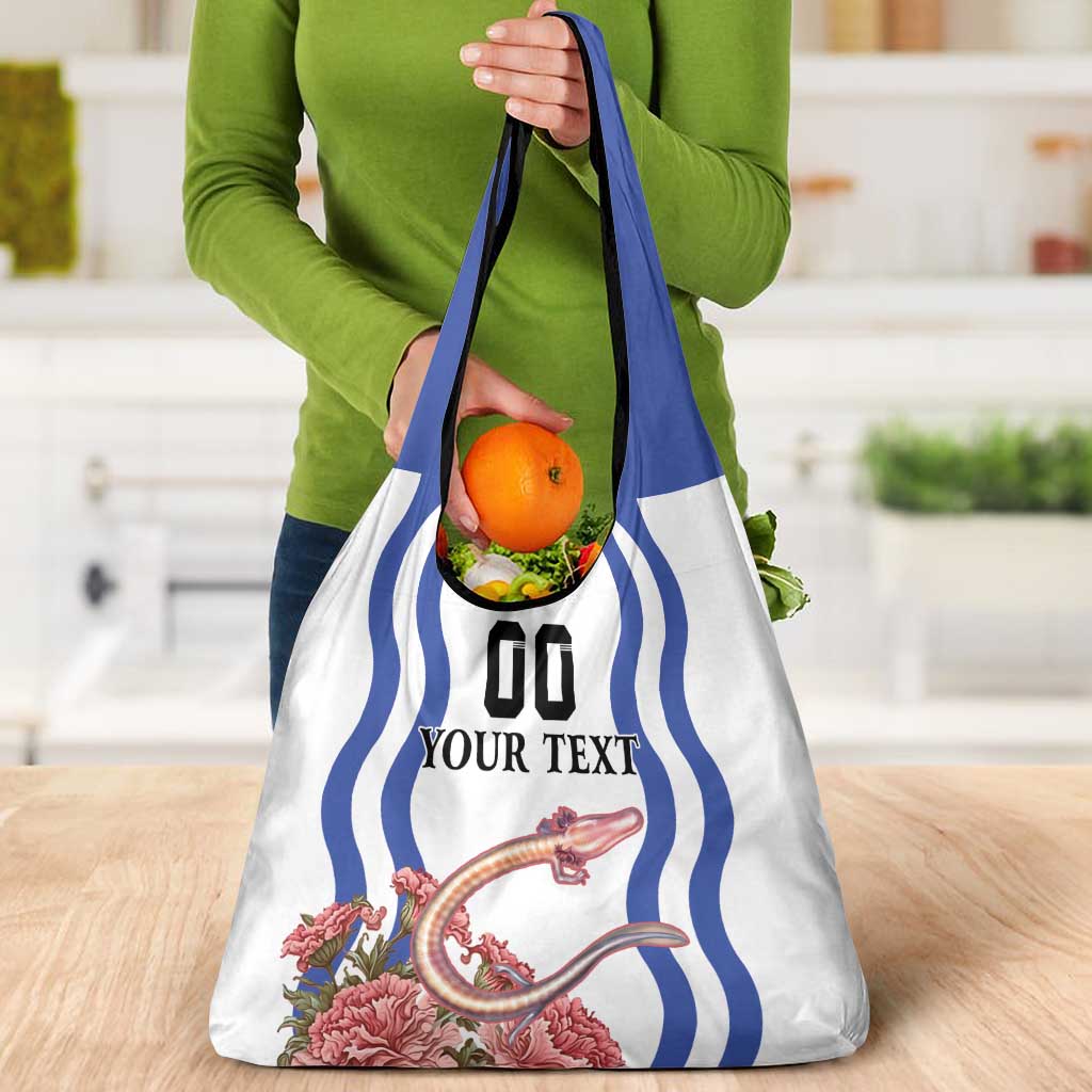 Custom Slovenia Independence Day Grocery Bag The Olm With Carnation Flowers