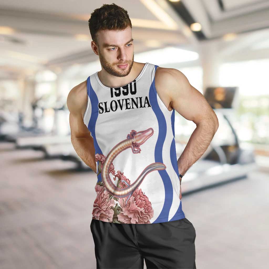 Custom Slovenia Independence Day Men Tank Top The Olm With Carnation Flowers - Wonder Print Shop