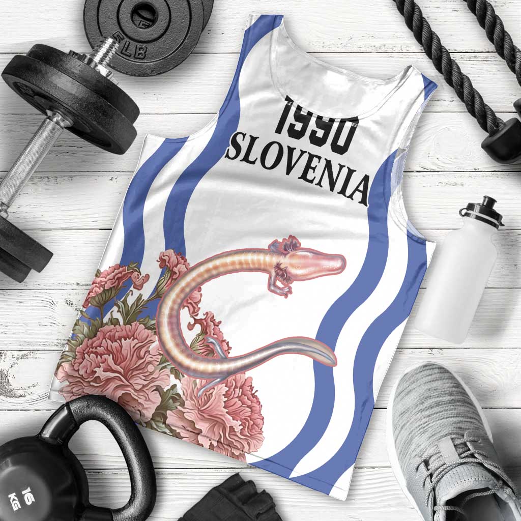 Custom Slovenia Independence Day Men Tank Top The Olm With Carnation Flowers - Wonder Print Shop
