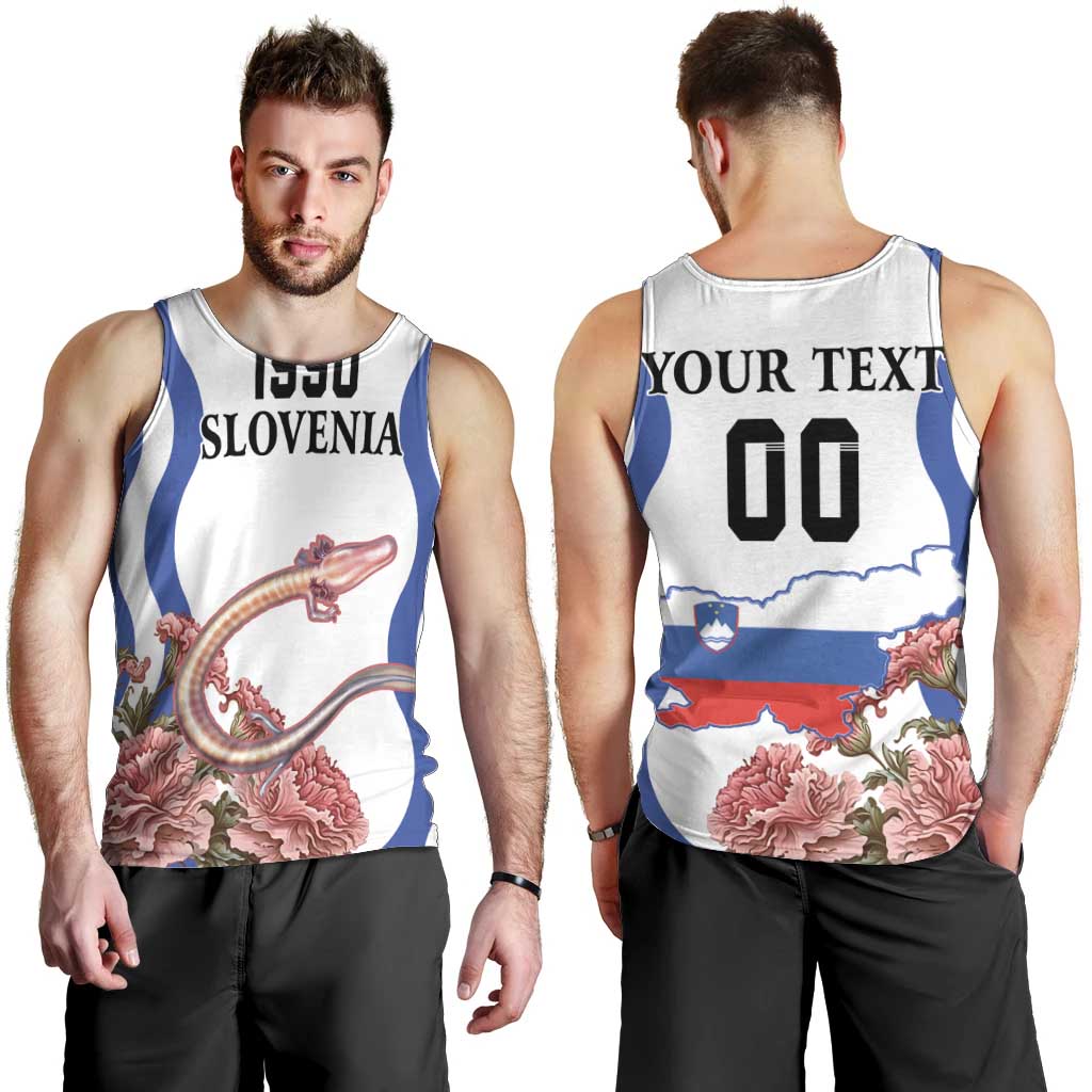 Custom Slovenia Independence Day Men Tank Top The Olm With Carnation Flowers - Wonder Print Shop