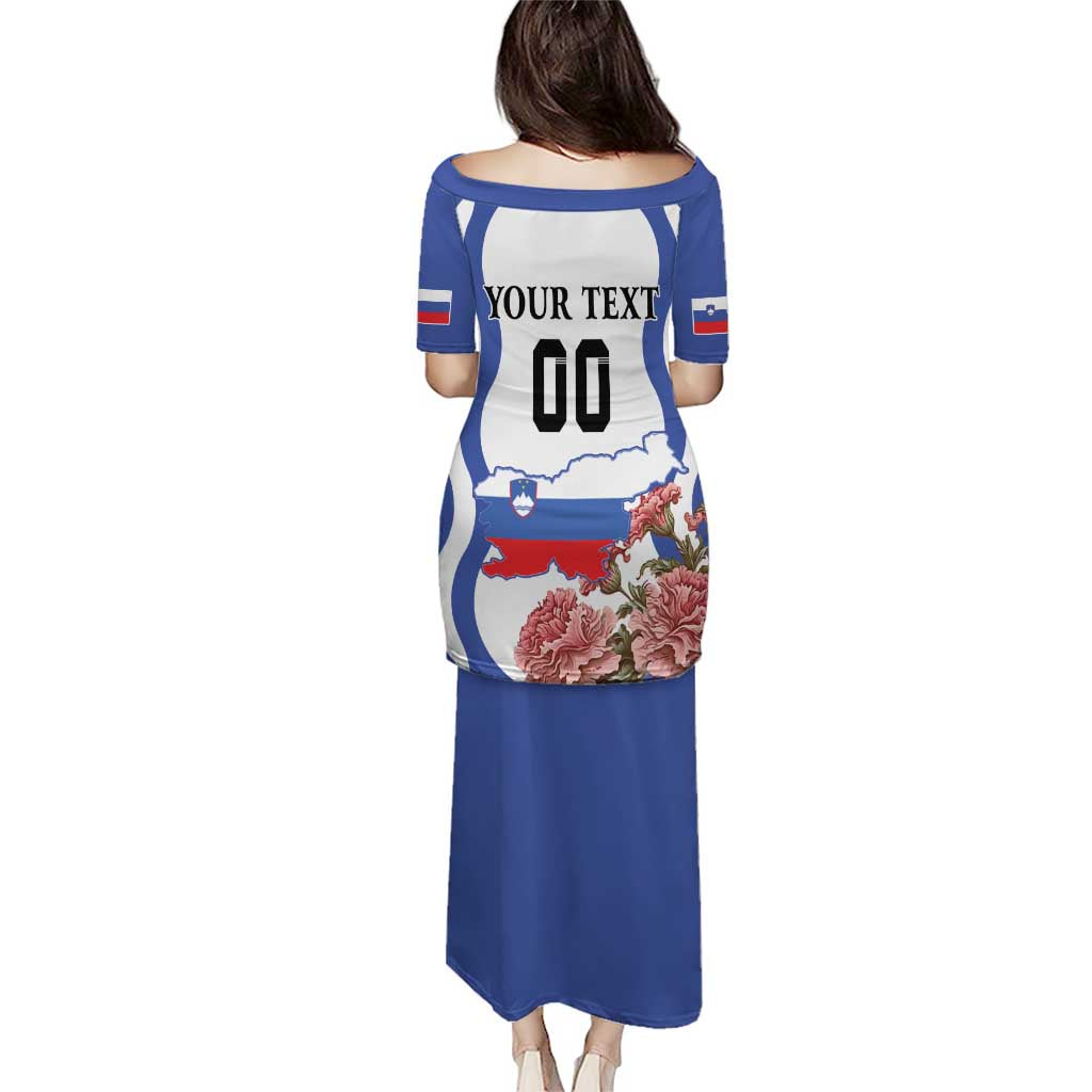 Custom Slovenia Independence Day Puletasi The Olm With Carnation Flowers - Wonder Print Shop