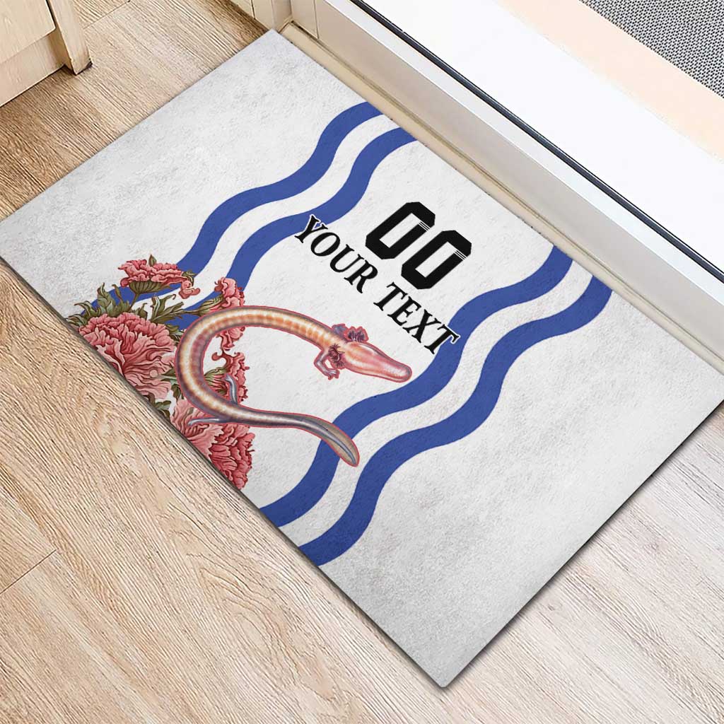 Custom Slovenia Independence Day Rubber Doormat The Olm With Carnation Flowers - Wonder Print Shop