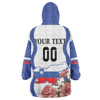 Custom Slovenia Independence Day Wearable Blanket Hoodie The Olm With Carnation Flowers - Wonder Print Shop