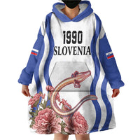 Custom Slovenia Independence Day Wearable Blanket Hoodie The Olm With Carnation Flowers - Wonder Print Shop