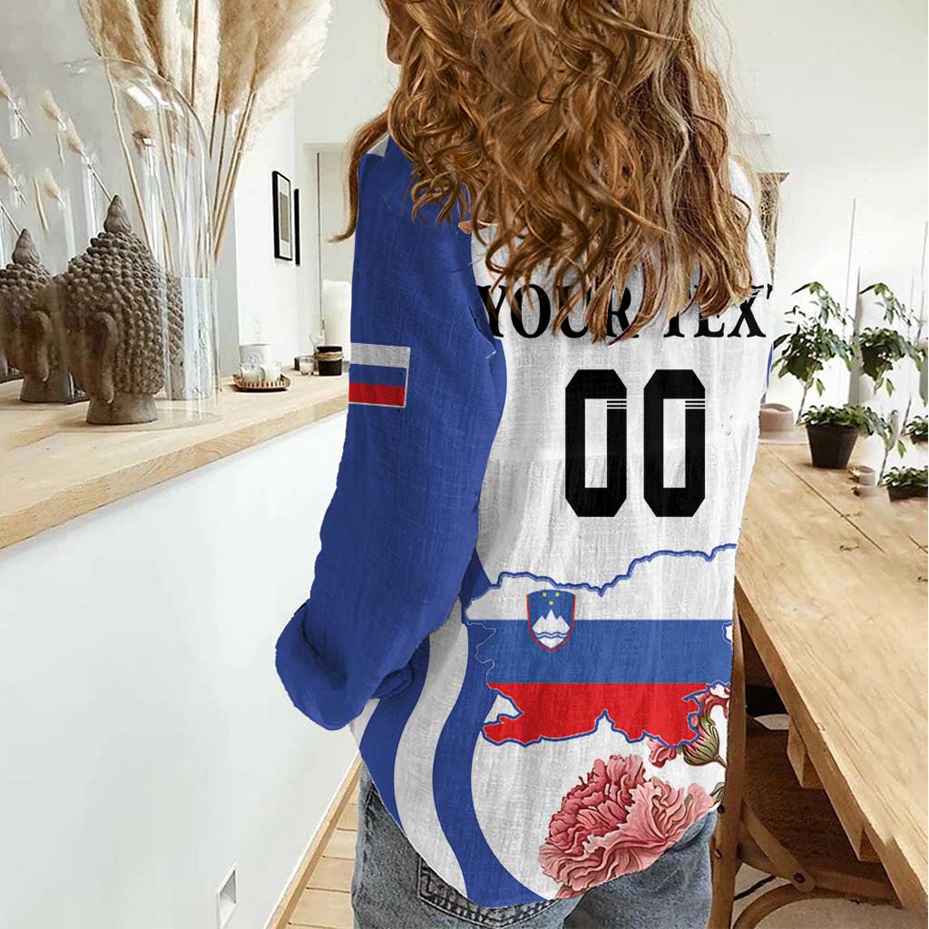 Custom Slovenia Independence Day Women Casual Shirt The Olm With Carnation Flowers - Wonder Print Shop