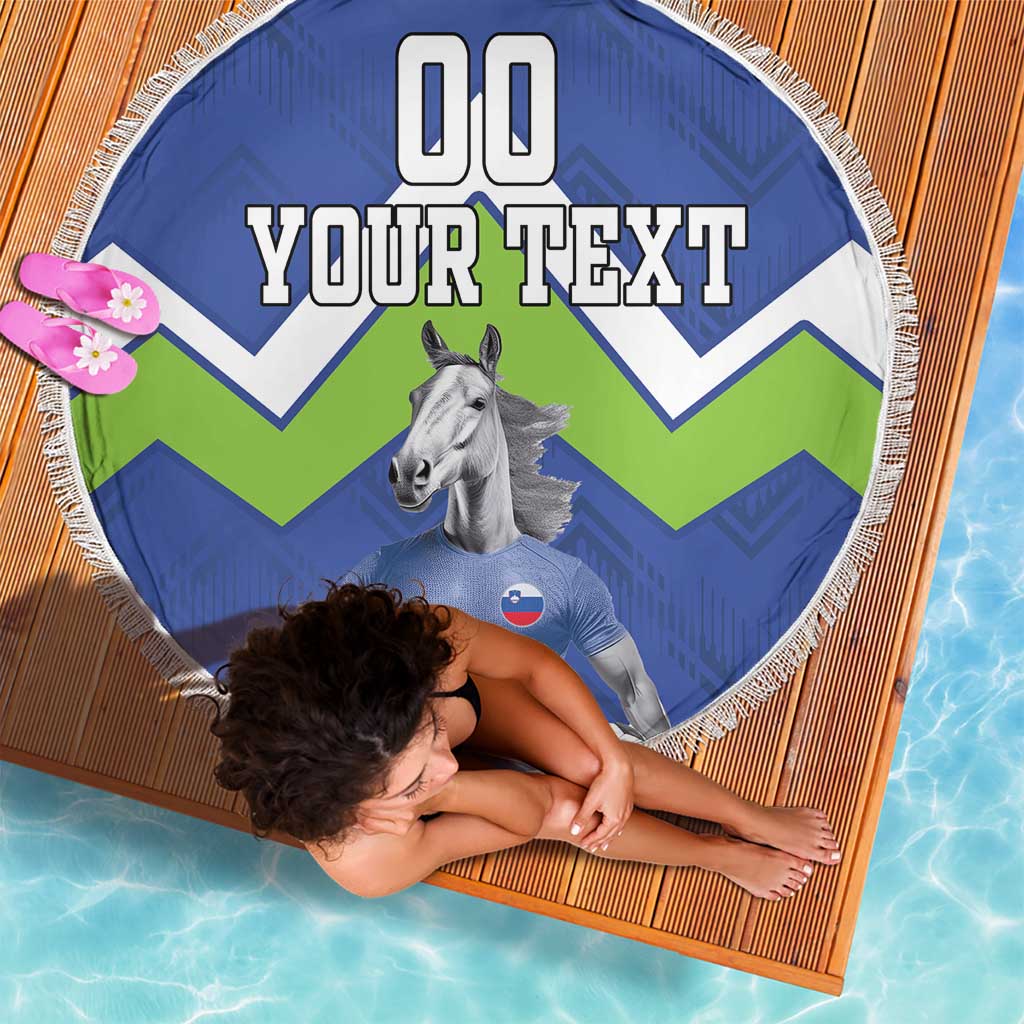Custom Slovenia Football Beach Blanket Lipizzaner Horse Sport Style - Wonder Print Shop