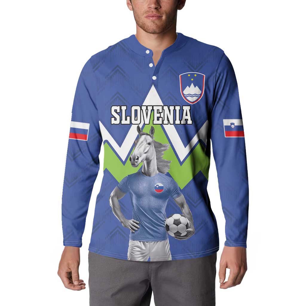 Custom Slovenia Football Button Sweatshirt Lipizzaner Horse Sport Style - Wonder Print Shop