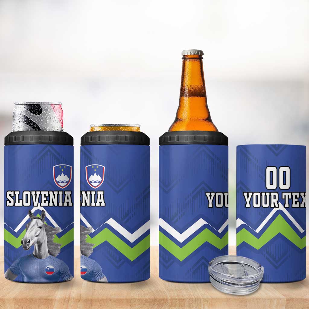 Custom Slovenia Football 4 in 1 Can Cooler Tumbler Lipizzaner Horse Sport Style - Wonder Print Shop