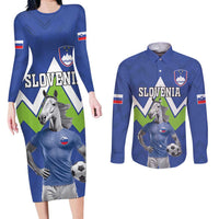 Custom Slovenia Football Couples Matching Long Sleeve Bodycon Dress and Long Sleeve Button Shirt Lipizzaner Horse Sport Style - Wonder Print Shop