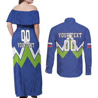 Custom Slovenia Football Couples Matching Off Shoulder Maxi Dress and Long Sleeve Button Shirt Lipizzaner Horse Sport Style - Wonder Print Shop