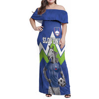 Custom Slovenia Football Family Matching Off Shoulder Maxi Dress and Hawaiian Shirt Lipizzaner Horse Sport Style - Wonder Print Shop