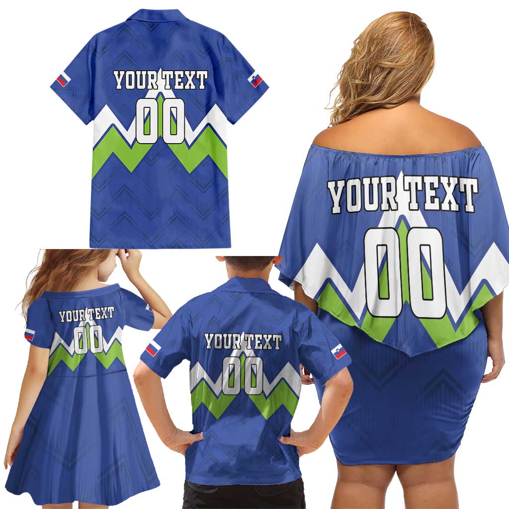 Custom Slovenia Football Family Matching Off Shoulder Short Dress and Hawaiian Shirt Lipizzaner Horse Sport Style - Wonder Print Shop