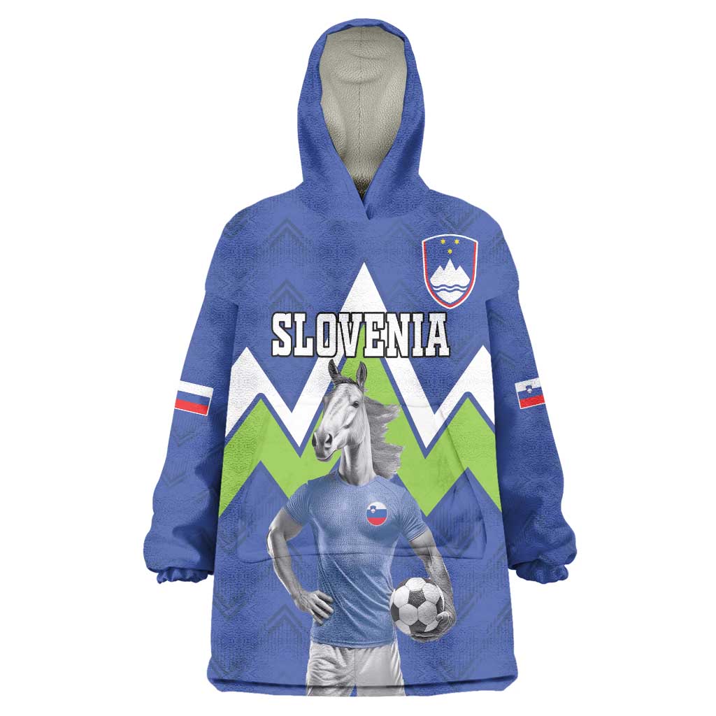 Custom Slovenia Football Wearable Blanket Hoodie Lipizzaner Horse Sport Style - Wonder Print Shop