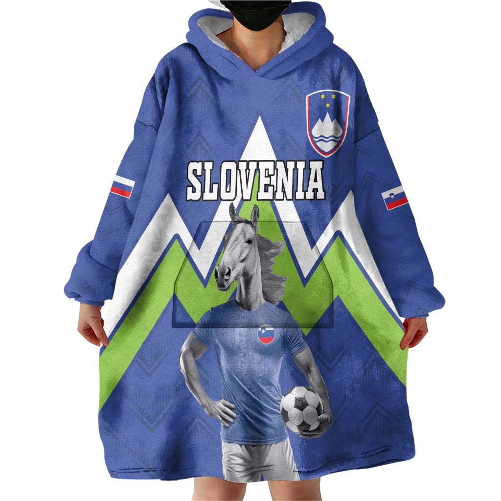 Custom Slovenia Football Wearable Blanket Hoodie Lipizzaner Horse Sport Style - Wonder Print Shop