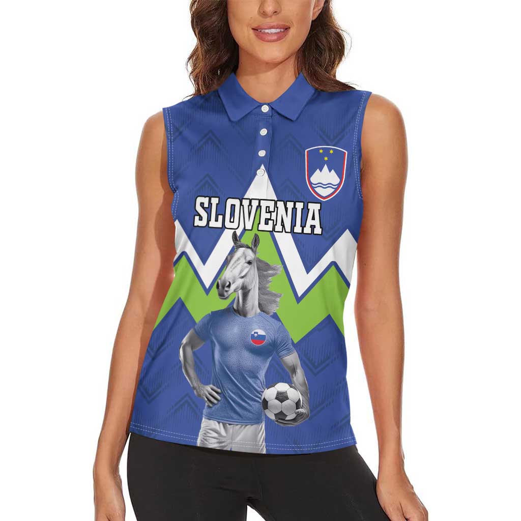 Custom Slovenia Football Women Sleeveless Polo Shirt Lipizzaner Horse Sport Style - Wonder Print Shop