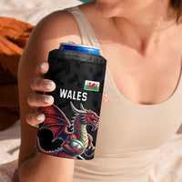 Custom Wales Rugby 4 in 1 Can Cooler Tumbler Welsh Dragon Mascot Black Version
