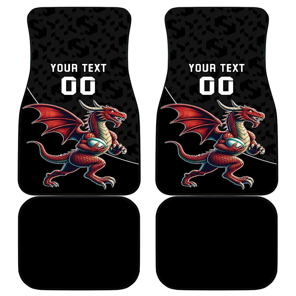 Custom Wales Rugby Car Mats Welsh Dragon Mascot Black Version