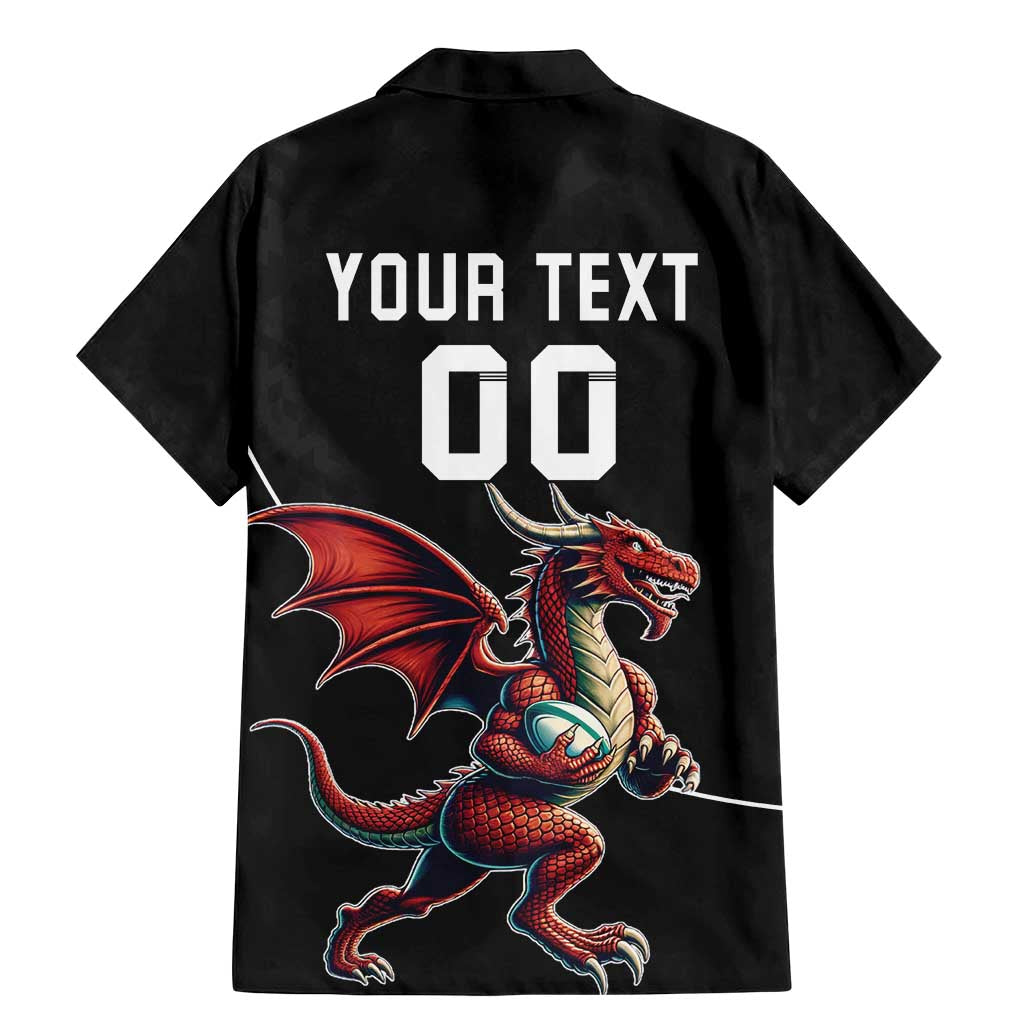 Custom Wales Rugby Family Matching Mermaid Dress and Hawaiian Shirt Welsh Dragon Mascot Black Version - Wonder Print Shop