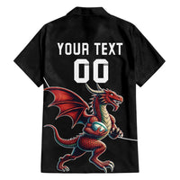 Custom Wales Rugby Family Matching Summer Maxi Dress and Hawaiian Shirt Welsh Dragon Mascot Black Version - Wonder Print Shop