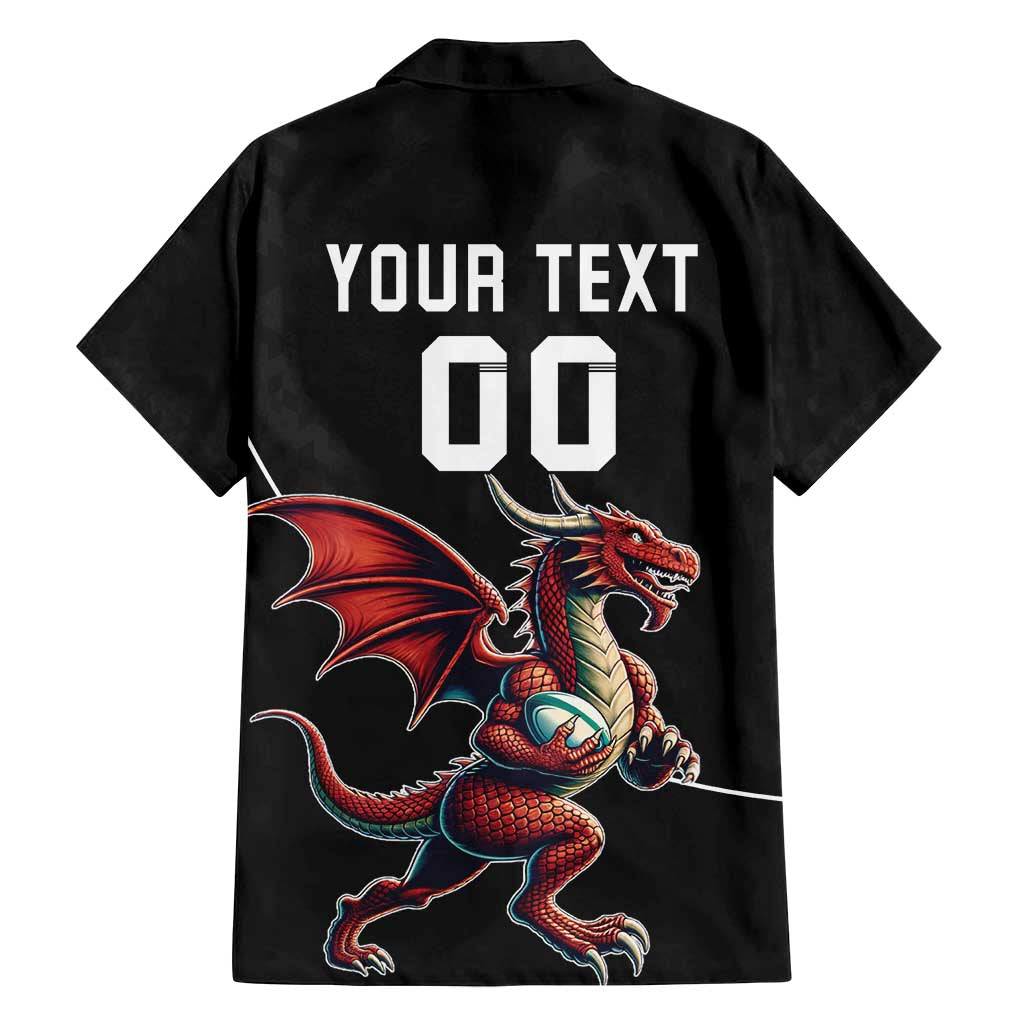 Custom Wales Rugby Family Matching Tank Maxi Dress and Hawaiian Shirt Welsh Dragon Mascot Black Version - Wonder Print Shop