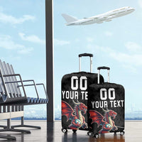 Custom Wales Rugby Luggage Cover Welsh Dragon Mascot Black Version - Wonder Print Shop