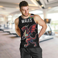 Custom Wales Rugby Men Tank Top Welsh Dragon Mascot Black Version - Wonder Print Shop
