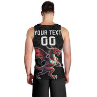 Custom Wales Rugby Men Tank Top Welsh Dragon Mascot Black Version - Wonder Print Shop