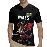 Custom Wales Rugby Rugby Jersey Welsh Dragon Mascot Black Version - Wonder Print Shop