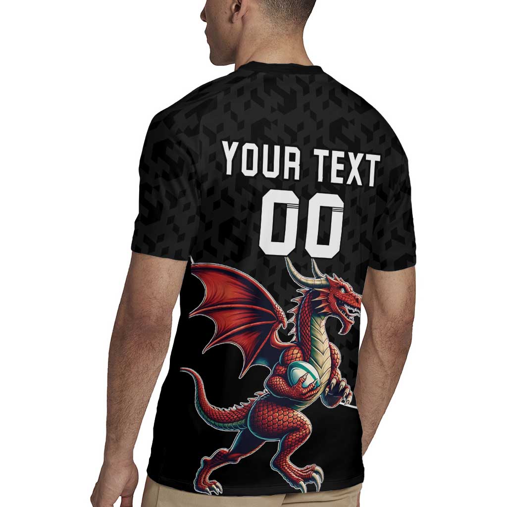 Custom Wales Rugby Rugby Jersey Welsh Dragon Mascot Black Version - Wonder Print Shop