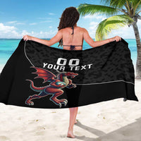 Custom Wales Rugby Sarong Welsh Dragon Mascot Black Version - Wonder Print Shop