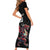 Custom Wales Rugby Short Sleeve Bodycon Dress Welsh Dragon Mascot Black Version - Wonder Print Shop