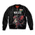 Custom Wales Rugby Sleeve Zip Bomber Jacket Welsh Dragon Mascot Black Version - Wonder Print Shop