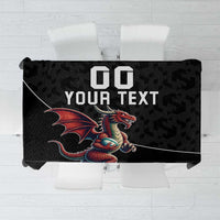 Custom Wales Rugby Tablecloth Welsh Dragon Mascot Black Version - Wonder Print Shop