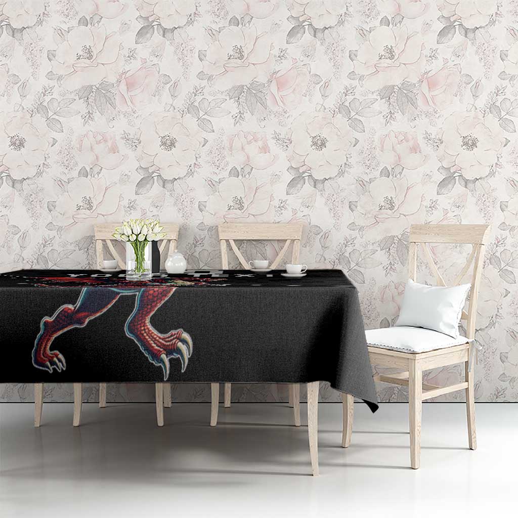 Custom Wales Rugby Tablecloth Welsh Dragon Mascot Black Version - Wonder Print Shop