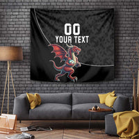 Custom Wales Rugby Tapestry Welsh Dragon Mascot Black Version - Wonder Print Shop