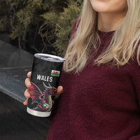 Custom Wales Rugby Tumbler Cup Welsh Dragon Mascot Black Version - Wonder Print Shop