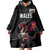 Custom Wales Rugby Wearable Blanket Hoodie Welsh Dragon Mascot Black Version - Wonder Print Shop
