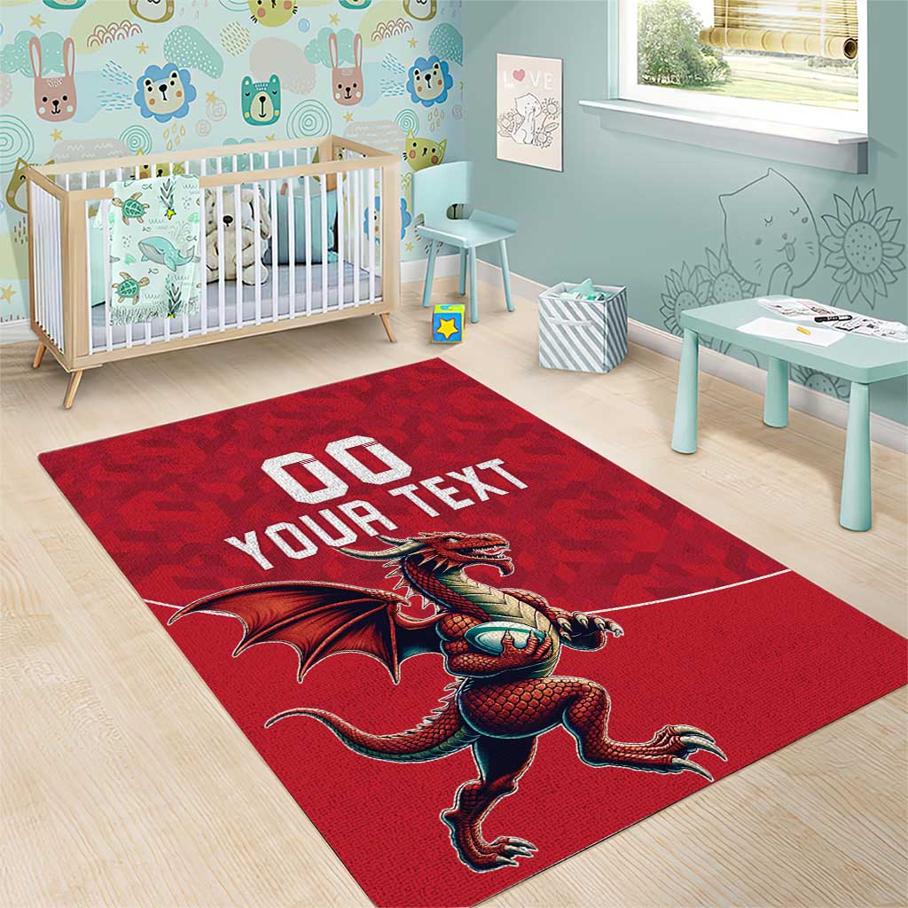 Custom Wales Rugby Area Rug Welsh Dragon Mascot Red Version