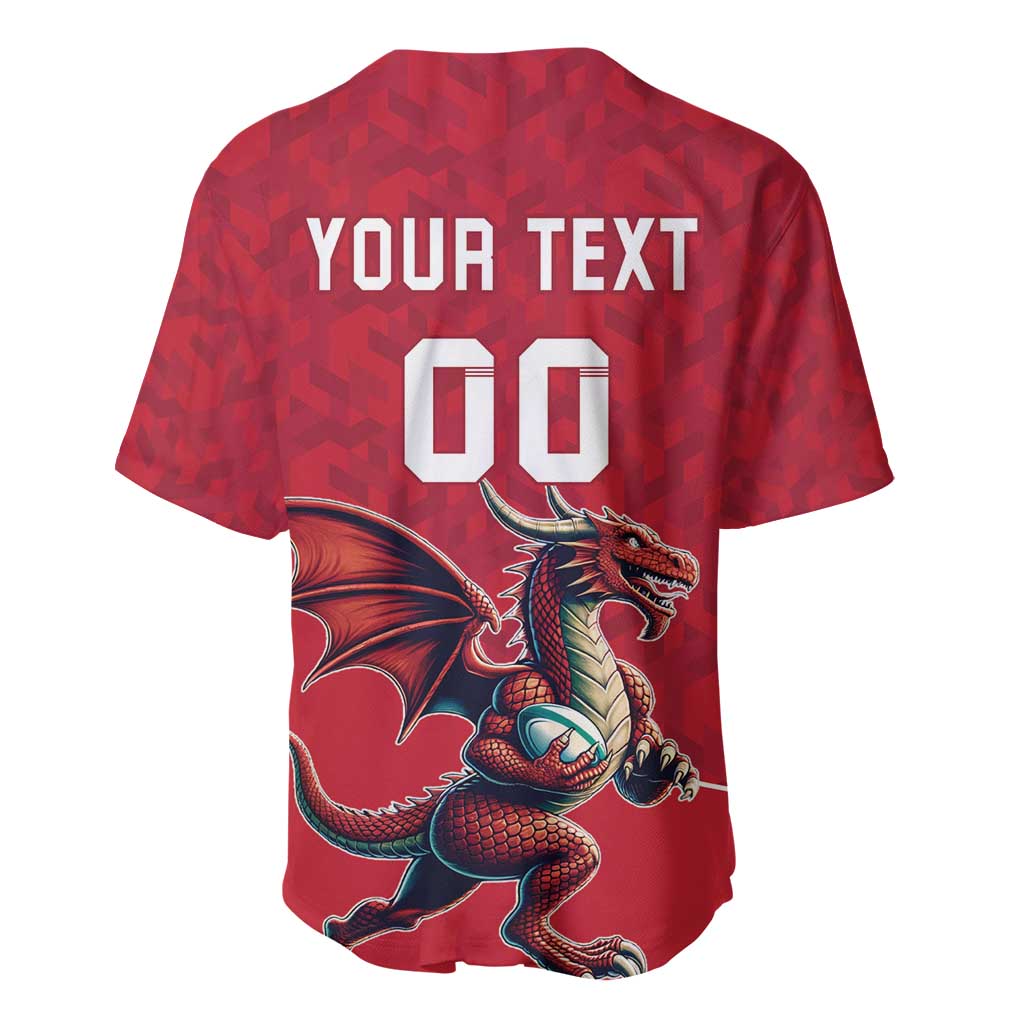 Custom Wales Rugby Baseball Jersey Welsh Dragon Mascot Red Version