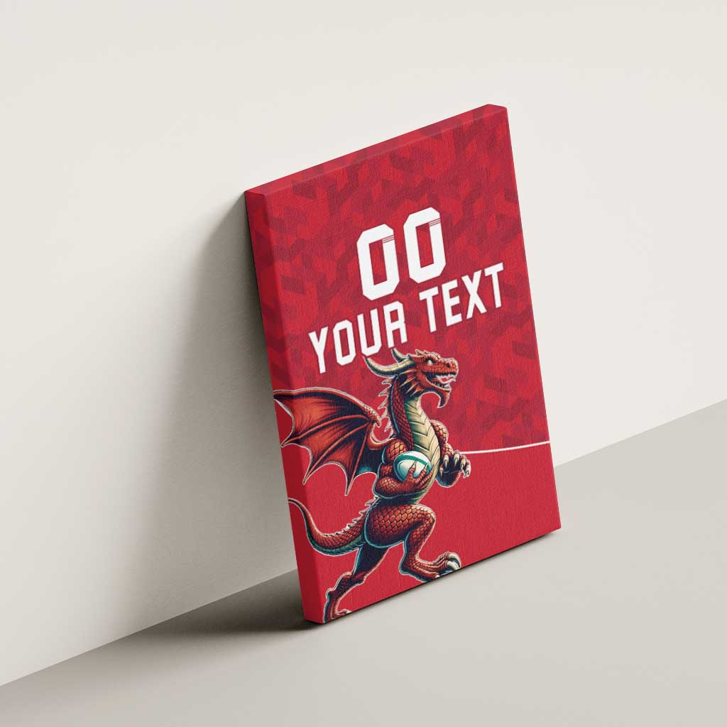 Custom Wales Rugby Canvas Wall Art Welsh Dragon Mascot Red Version