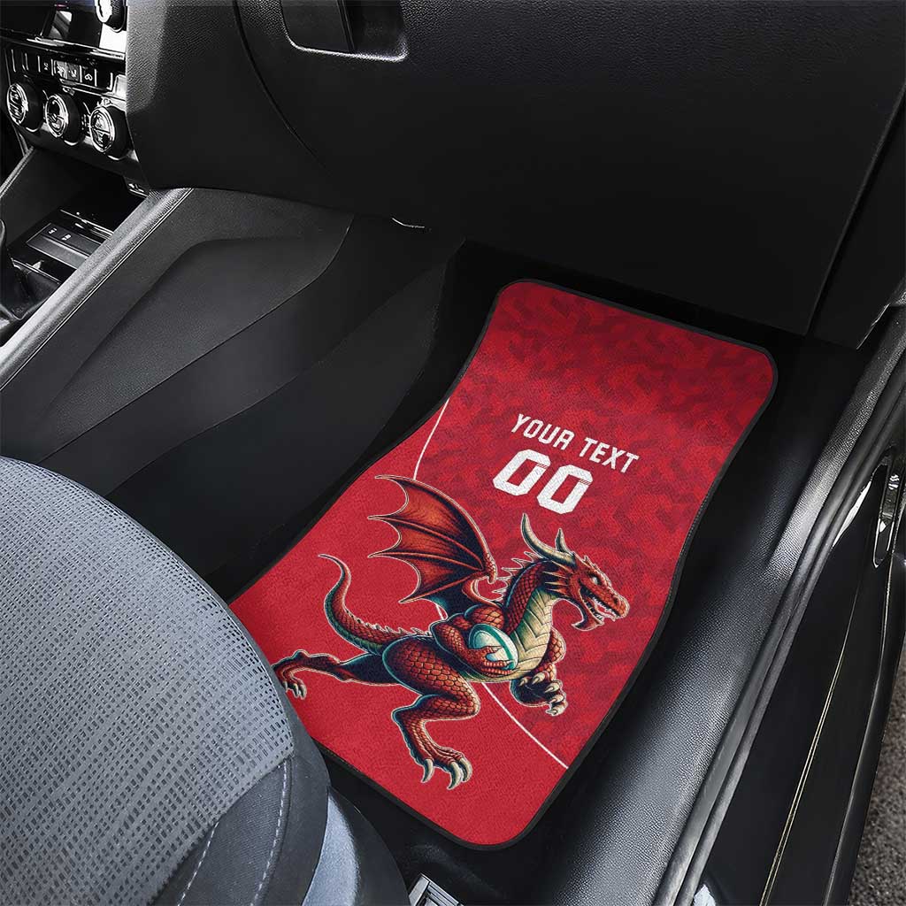 Custom Wales Rugby Car Mats Welsh Dragon Mascot Red Version