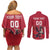 Custom Wales Rugby Couples Matching Off Shoulder Short Dress and Long Sleeve Button Shirt Welsh Dragon Mascot Red Version