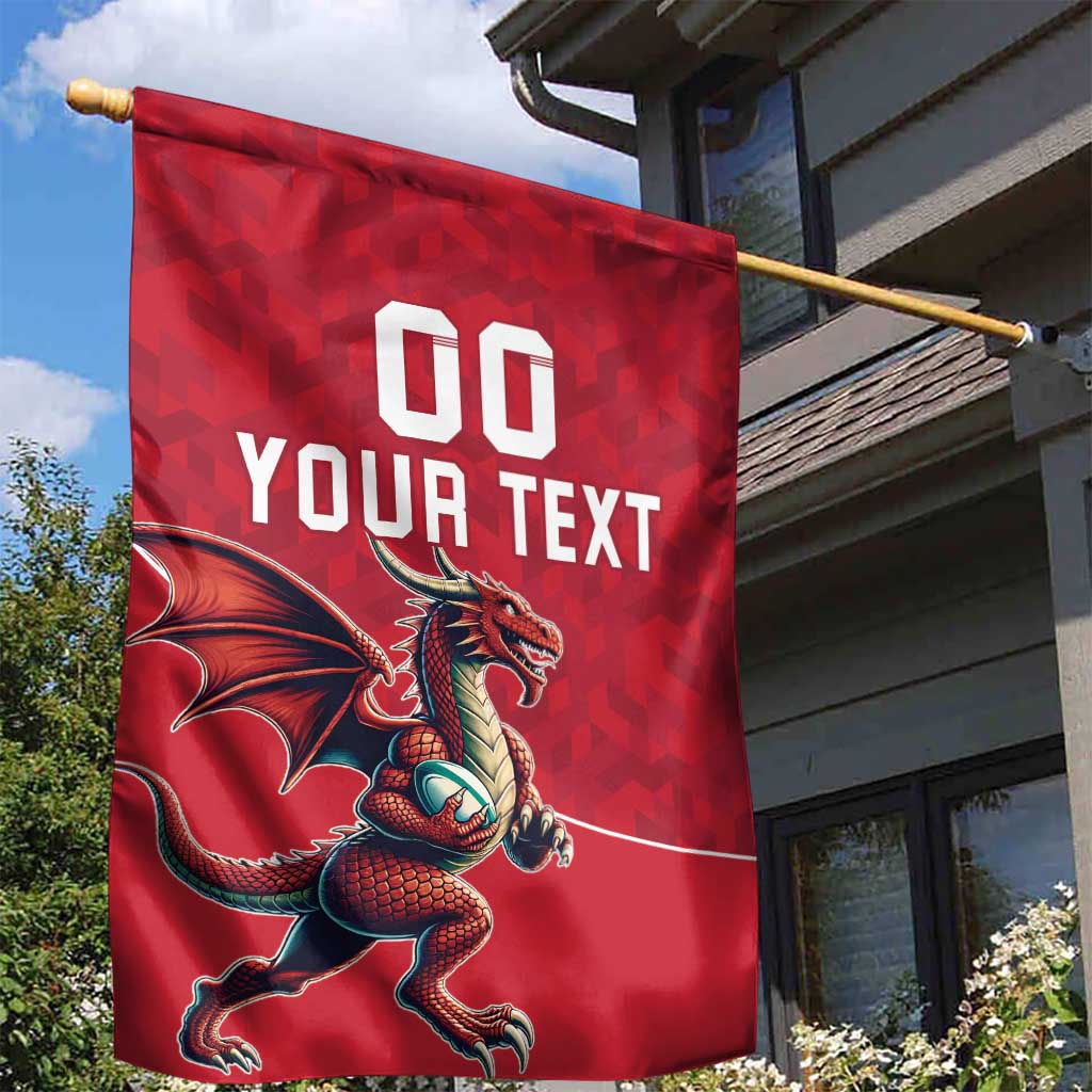 Custom Wales Rugby Garden Flag Welsh Dragon Mascot Red Version - Wonder Print Shop