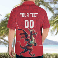 Custom Wales Rugby Hawaiian Shirt Welsh Dragon Mascot Red Version - Wonder Print Shop