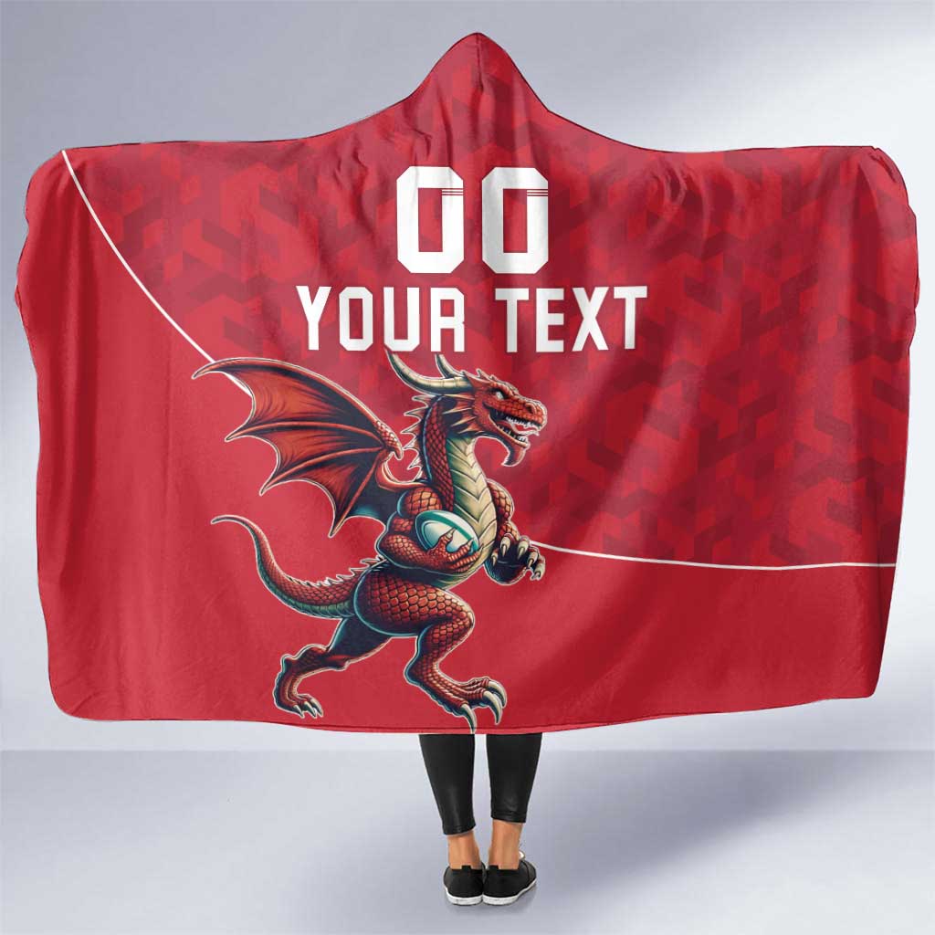 Custom Wales Rugby Hooded Blanket Welsh Dragon Mascot Red Version - Wonder Print Shop
