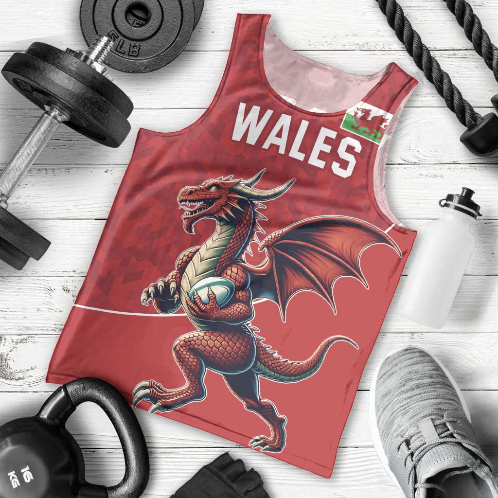 Custom Wales Rugby Men Tank Top Welsh Dragon Mascot Red Version - Wonder Print Shop