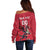 Custom Wales Rugby Off Shoulder Sweater Welsh Dragon Mascot Red Version - Wonder Print Shop