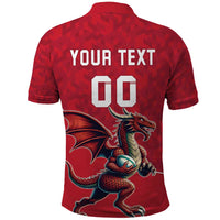 Custom Wales Rugby Polo Shirt Welsh Dragon Mascot Red Version - Wonder Print Shop